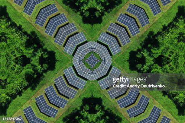 kaleidoscope effect on solar batteries - indonesia stock pictures, royalty-free photos & images