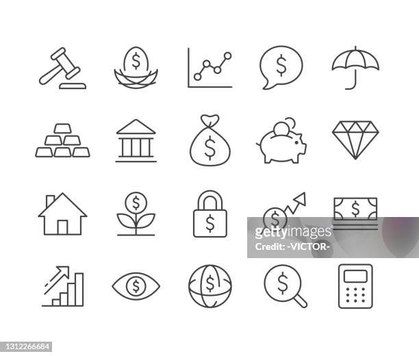 investment icons - classic line series - metal ore stock illustrations