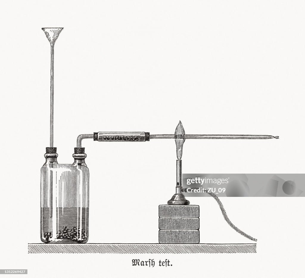 Apparatus for the Marsh test, wood engraving, published in 1893