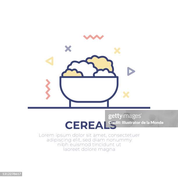 breakfast cereal outline icon - egg muffins stock illustrations