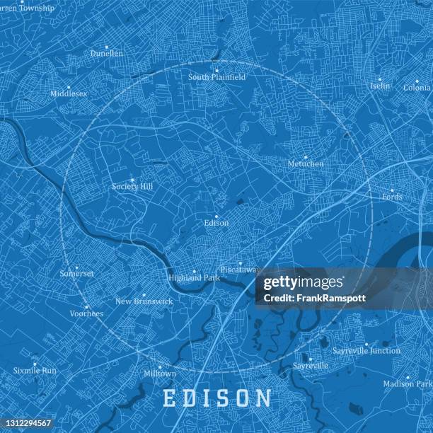 edison nj city vector road map blue text - edison new jersey stock illustrations