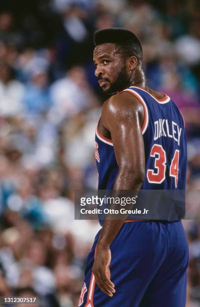 Charles Oakley, Power Forward and Center for the New York Knicks during the NBA Pacific Division basketball game against the Golden State Warriors on...