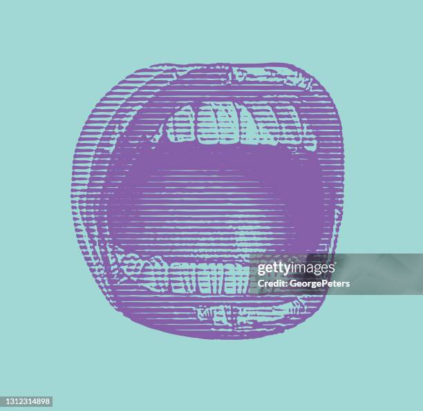 close up of mouth screaming with glitch technique - lips talking stock illustrations