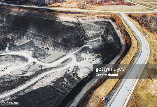 aerial view of coal mine - coal mine stock pictures, royalty-free photos & images