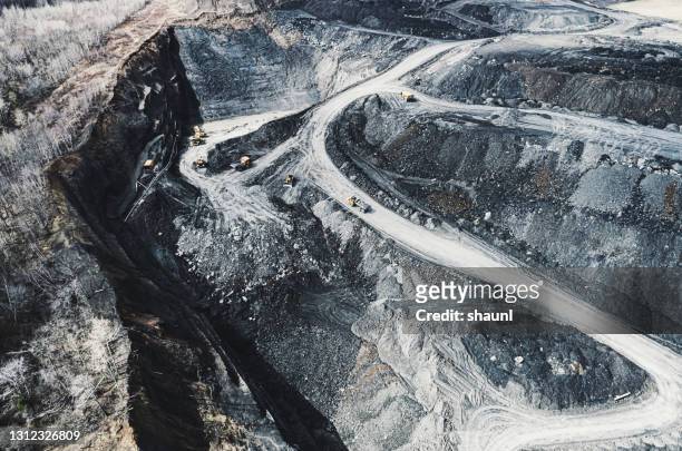 aerial view of coal mine - open pit mine stock pictures, royalty-free photos & images