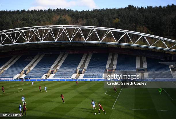 General view of the action during the Sky Bet Championship match between Huddersfield Town and AFC Bournemouth at John Smith's Stadium on April 13,...