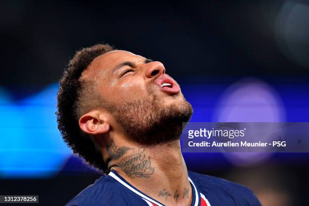Neymar Jr of Paris Saint-Germain reacts during the UEFA Champions League Quarter Final Second Leg match between Paris Saint-Germain and FC Bayern...