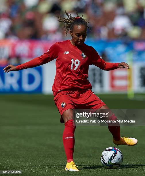 Lineth Cedeno of Panama in action during the Women's international friendly match between Japan and Panama at the National Stadium on April 11, 2021...