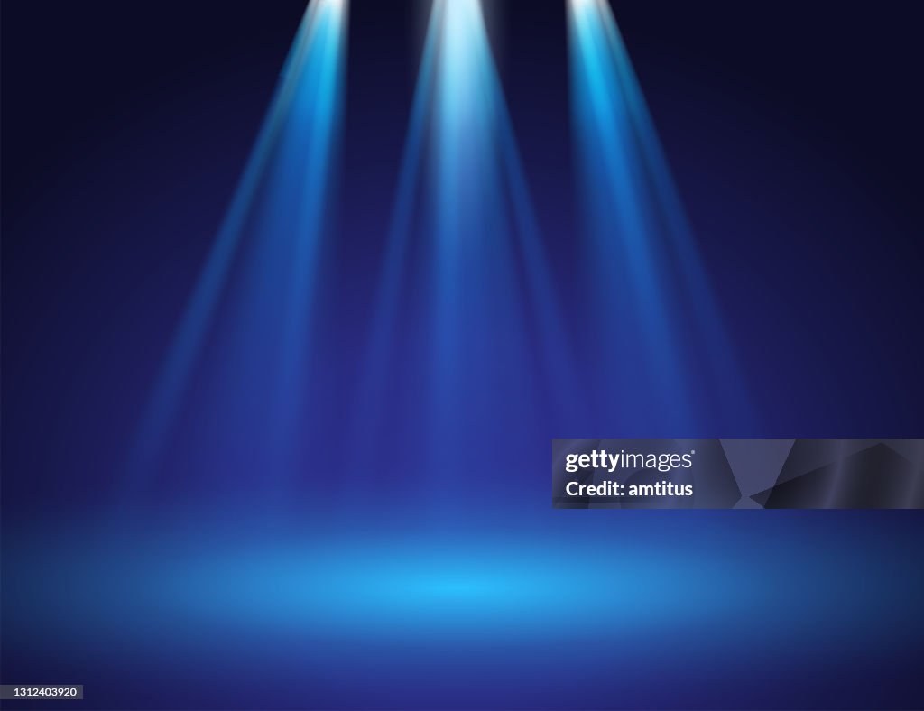 Blue stage spotlights