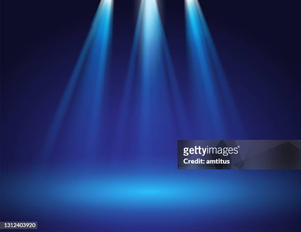 blue stage spotlights - awards ceremony stock illustrations
