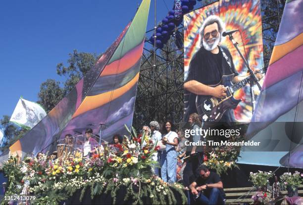 Mickey Hart, Deborah Koons Garcia, Pete Escovedo. Paul Kantner, and Steve Parrish attend the Jerry Garcia Memorial event at the Golden Gate Park Polo...