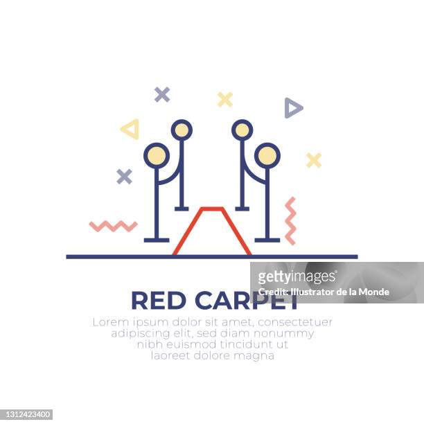 red carpet outline icon - première de film stock illustrations