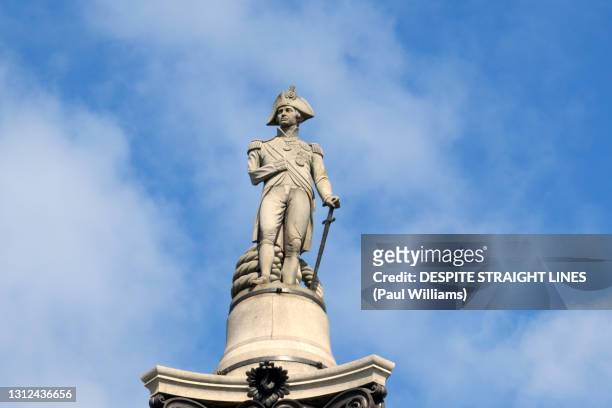 lord horatio nelson's memorial in the city of westminster, london - admiral stock pictures, royalty-free photos & images
