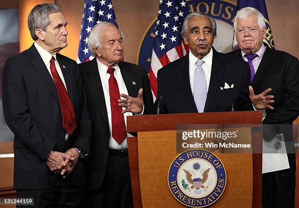 House Ways and Means Committee Democrats Rep. Lloyd Doggett , Rep. Sander Levin , Rep. Charles Rangel , and Rep. Jim McDermott hold a press...