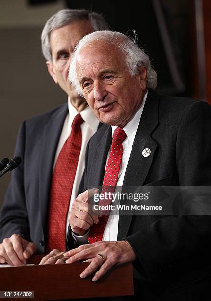 House Ways and Means Committee Democrats Rep. Sander Levin and Rep. Lloyd Doggett hold a press conference on unemployment insurance at the U.S....