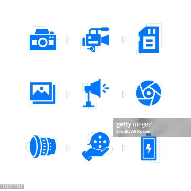 photography icon set - no photographs sign stock illustrations