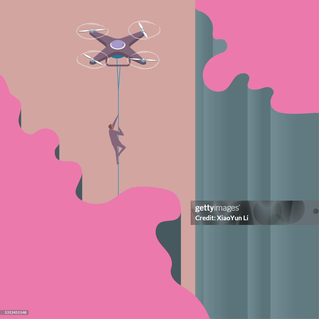 A man was rescued by a helicopter drone in the canyon.