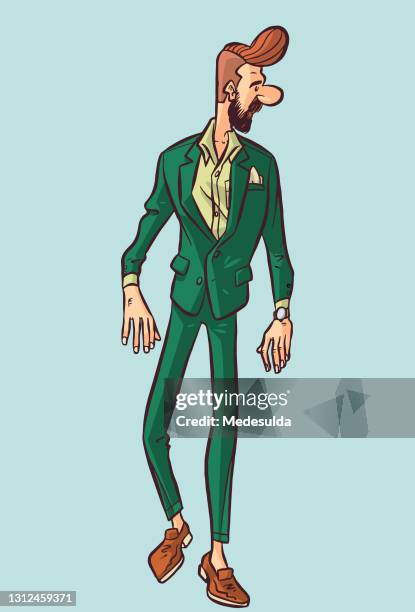 ilustraciones, imágenes clip art, dibujos animados e iconos de stock de hombre hipster - ropa-ajustada