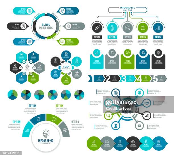 infographic elements - 6 steps stock illustrations