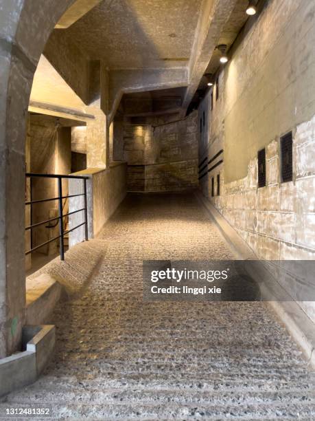 facade of the historical slaughterhouse in shanghai, china - 1933 stock-fotos und bilder