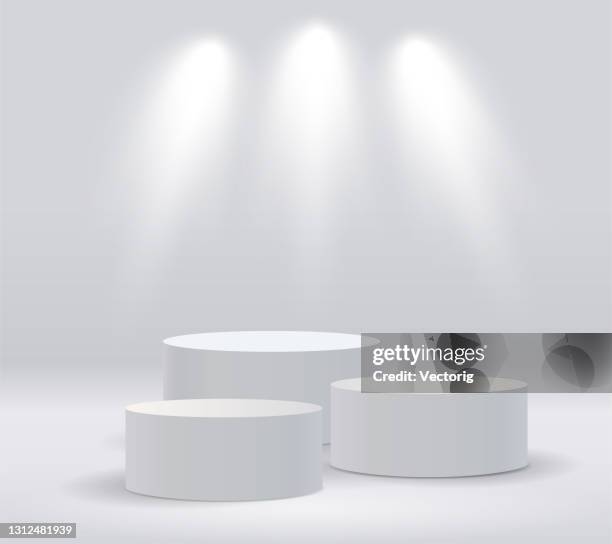 studio background with realistic podium spotlight - court presentation stock illustrations
