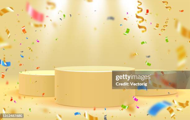 studio background with realistic podium spotlight - silver awards background stock illustrations