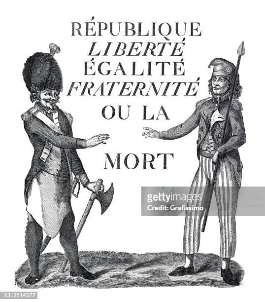 illustrazioni stock, clip art, cartoni animati e icone di tendenza di rivoluzione francese trattamento della pace tra due uomini - rivoluzione francese