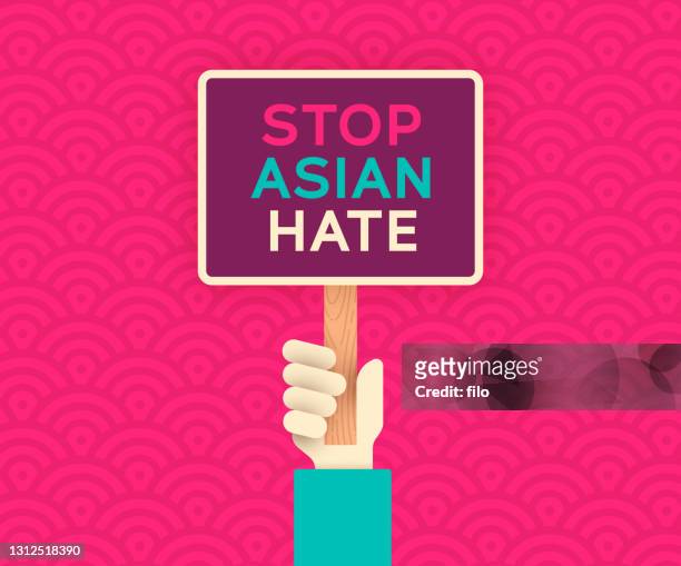 stockillustraties, clipart, cartoons en iconen met stop aziatische haat - racisme