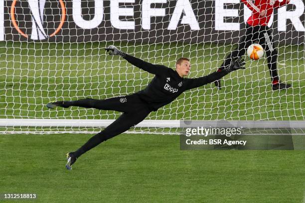 Goalkeeper Kjell Scherpen of Ajax during the Ajax Training And Press Conference at Stadio Olimpico on April 14, 2021 in Rome, Italy