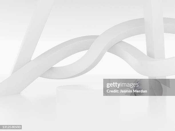 abstract 3d white stage podium render - 3d stage stockfoto's en -beelden