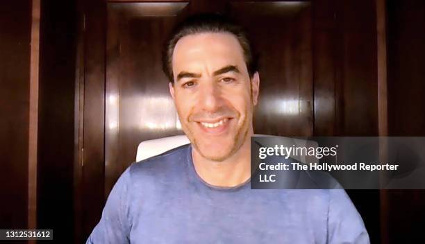 In this screengrab released on April 14 Sacha Baron Cohen speaks during a Q&A with the filmmakers and cast of "The Trial Of The Chicago 7" being...