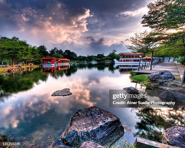 chinese garden at vertorama - chinese-gardens-singapore stock pictures, royalty-free photos & images