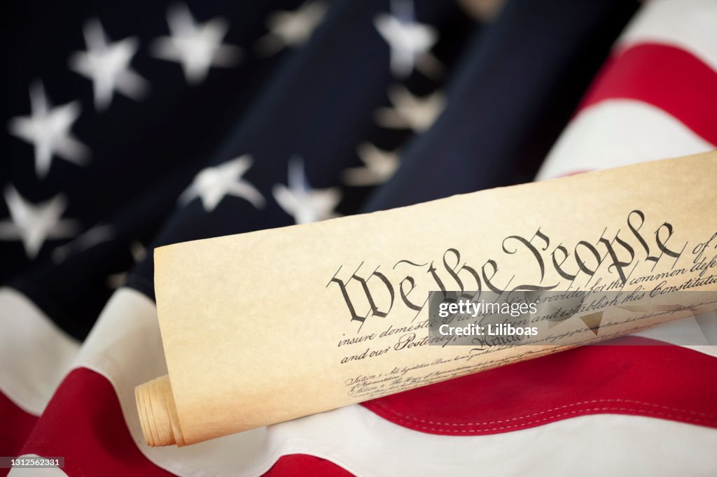Constitutional Flags American Flag And The United States Constitution High-Res Stock Photo ...