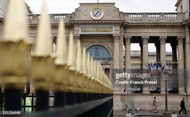 View of the National Assembly, the lower house of the French Parliament, at Palais Bourbon on November 3, 2011 in Paris, France. The National...