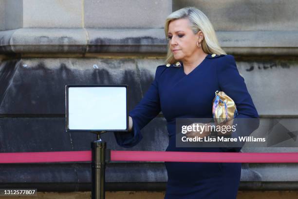 Angela Bishop attends the state funeral for Carla Zampatti at St Mary's Cathedral on April 15, 2021 in Sydney, Australia. The Australian fashion...