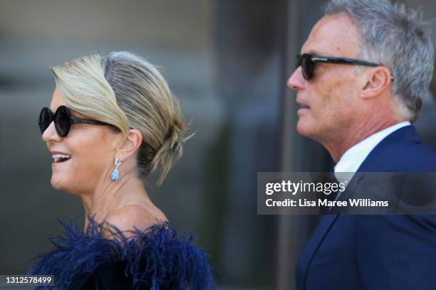 Julie Bishop and David Panton attend the state funeral for Carla Zampatti at St Mary's Cathedral on April 15, 2021 in Sydney, Australia. The...