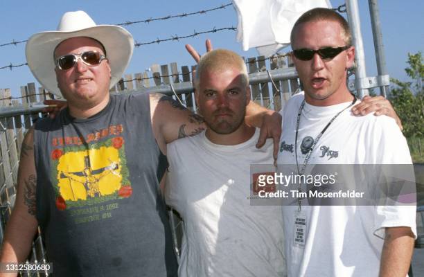 Eric Wilson, Bradley Nowell, and Bud Gaugh of Sublime pose during Live 105's BFD at Shoreline Amphitheatre on June 9, 1995 in Mountain View,...