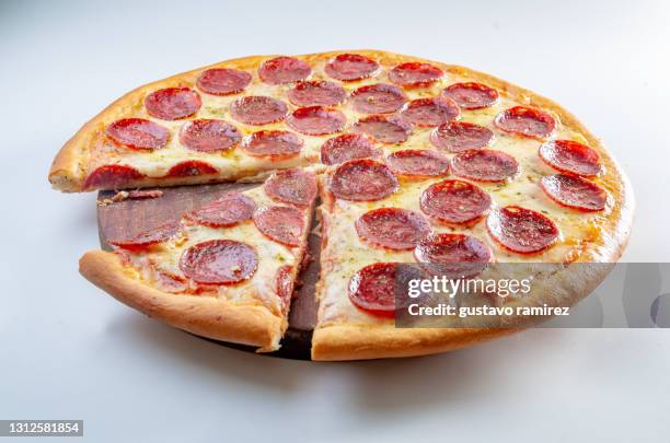 pizza - salami stock pictures, royalty-free photos & images