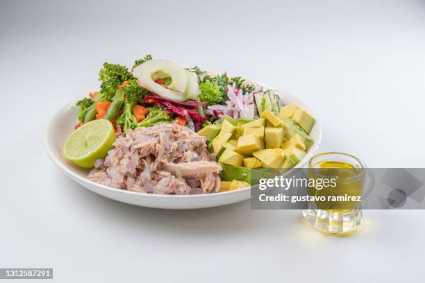 avocado salad potatoe egg - salad bowl stock pictures, royalty-free photos & images