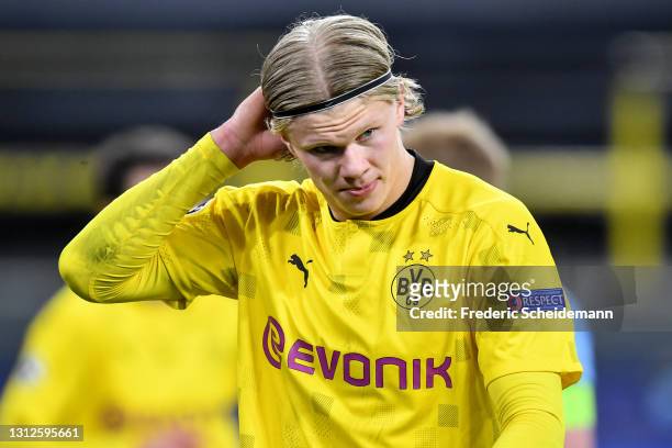 Dortmund´s Erling Haaland during the UEFA Champions League Quarter Final Second Leg match between Borussia Dortmund and Manchester City at Signal...