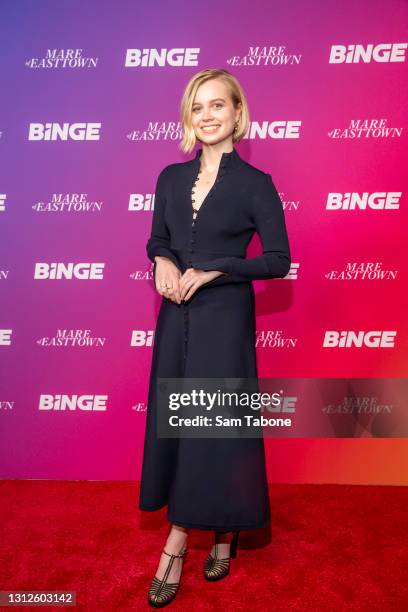 Angourie Rice attends the Melbourne premiere of Mare of Easttown on April 15, 2021 in Melbourne, Australia.