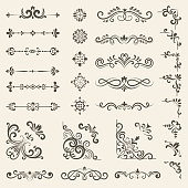 Decorative ornate set. Vintage floral dividers and borders royal premium style decoration vector set
