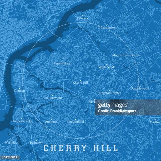 cherry hill nj city vector road map blue text - camden new jersey stock illustrations