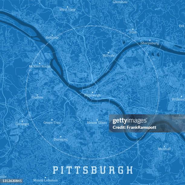 pittsburgh pa city vektor road map blauer text - pittsburgh stock-grafiken, -clipart, -cartoons und -symbole