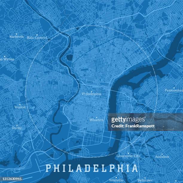 philadelphia pa city vektor road map blauer text - philadelphia pennsylvania map stock-grafiken, -clipart, -cartoons und -symbole