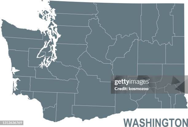 basic map of washington including boundary lines - washington state stock illustrations