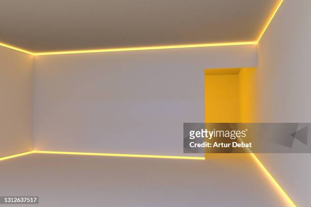 digital render of a room illuminated with neon lights in creative and futuristic design. - surexposition effet visuel photos et images de collection
