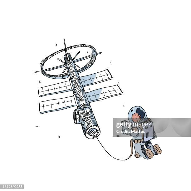 readers escaping into their books while reading stories, adventures and tales. astronaut on a spacewalk looking down at a large space station. scene and adventure made of folded book pages and origami. - reading newspaper vector stock illustrations