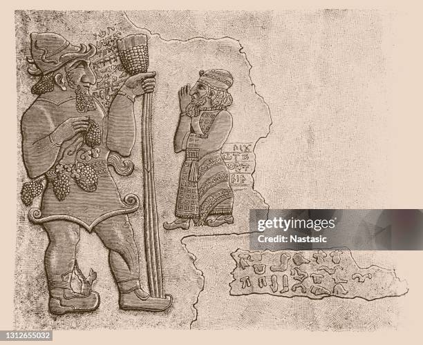 relief of the hittite period on the rock in halkapinar district of konya. the monument has a picture of the king of tuwana, warpalawa. - hittite stock illustrations