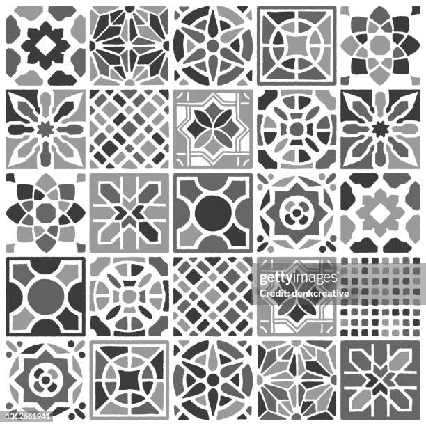 geometric seamless pattern illustration - white kitchen tile stock illustrations